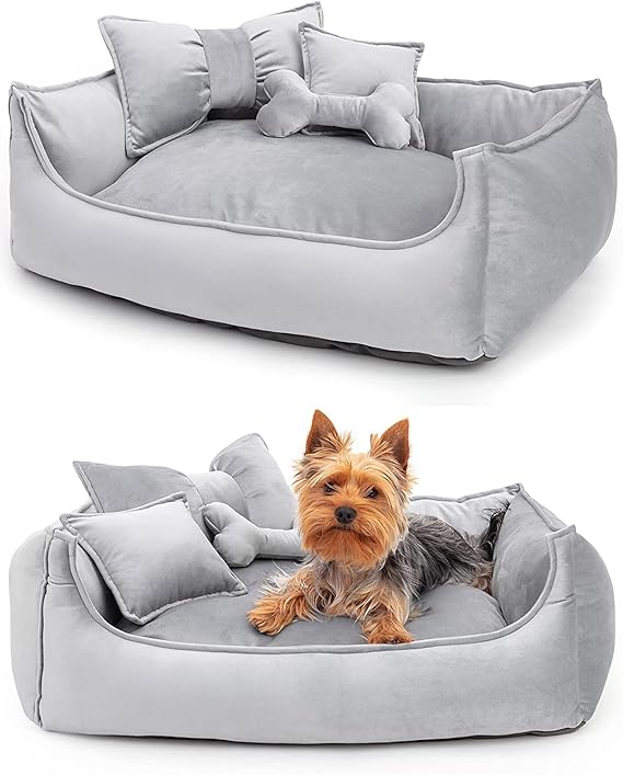 The Pooch Company Premium Extra Large Dog Bed for Extra Large Dogs Washable-Orthopedic Big Dog Beds Slip-Resistant Bottom- Grey -95 x 73 x 22 Centimeters