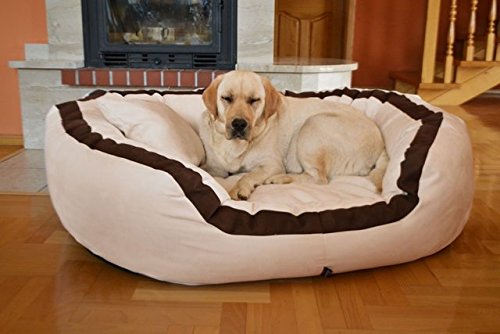 Dogs' and Cats' Velvet Reversible Dual Color Ultra Soft Ethnic Bed (Brown and Cream)