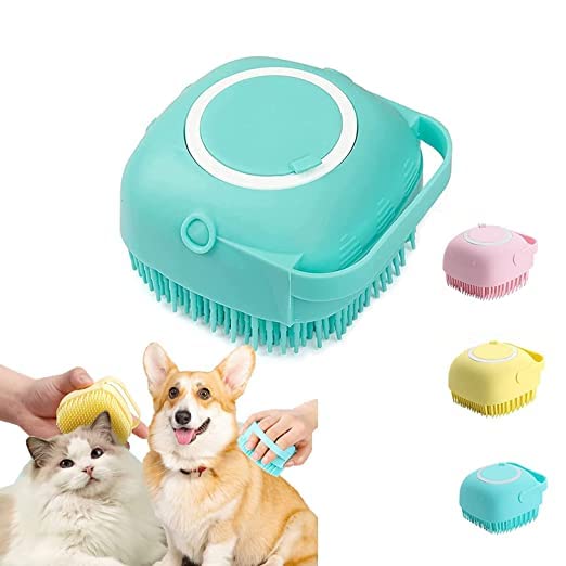 Dog Soft Bath Brush Body Scrubber with Shampoo Dispenser