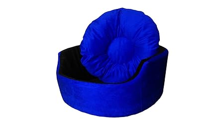Round Shape Reversible Dual(Blue-Black) Color Ultra Soft Ethnic Designer Velvet Bed for Dog & Cat(Export Quality)