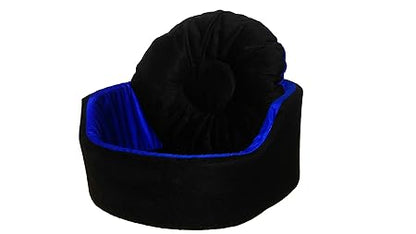 Round Shape Reversible Dual(Blue-Black) Color Ultra Soft Ethnic Designer Velvet Bed for Dog & Cat(Export Quality)