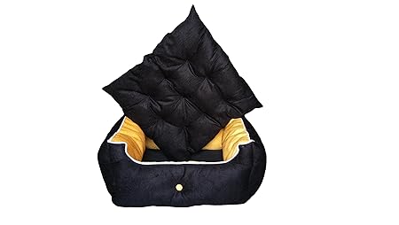 Square Shape Reversible Dual Color Ultra Soft Ethnic Designer Velvet Bed for Dog & Cat(Export Quality)-Small